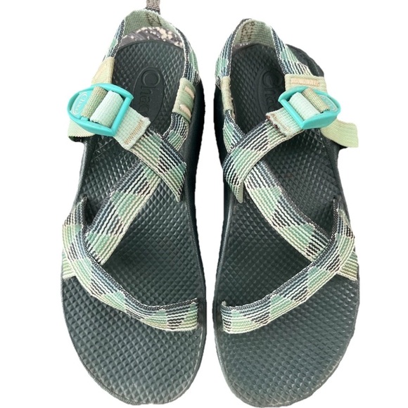 Chaco Shoes - Chaco Classic Womens Size 6 Green/Teal/White Strappy Outdoor Sport Sandals